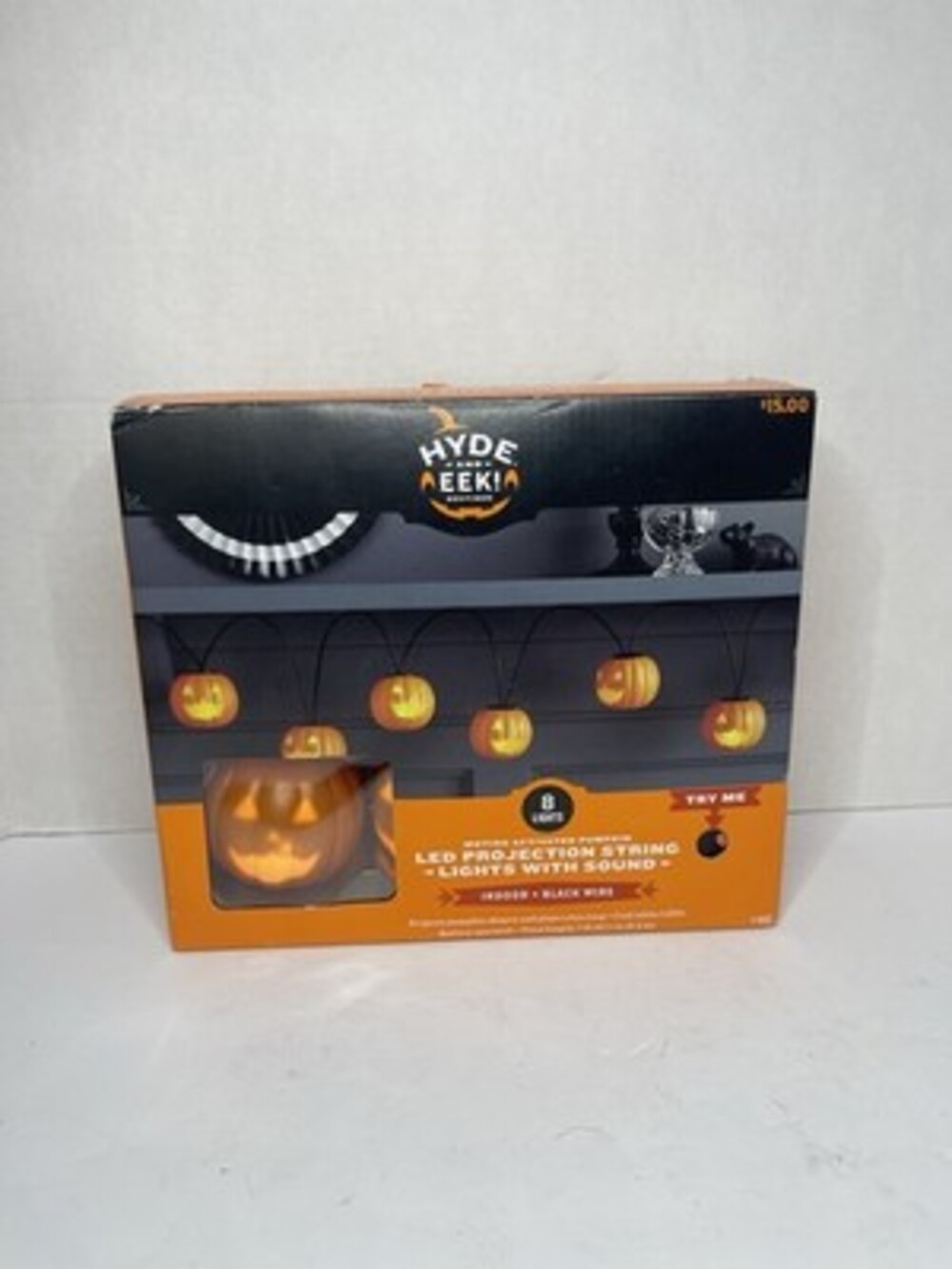Gemmy Halloween Musical Jack O Lantern Light String 8 NIB Rare Hyde & Eek
